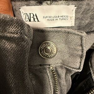 Zara Metallic Silver Straight Leg Jeans